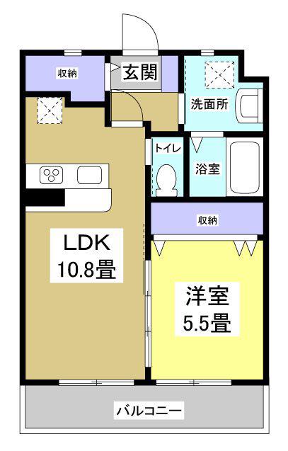 GRANDALE(1LDK/2階)の間取り写真