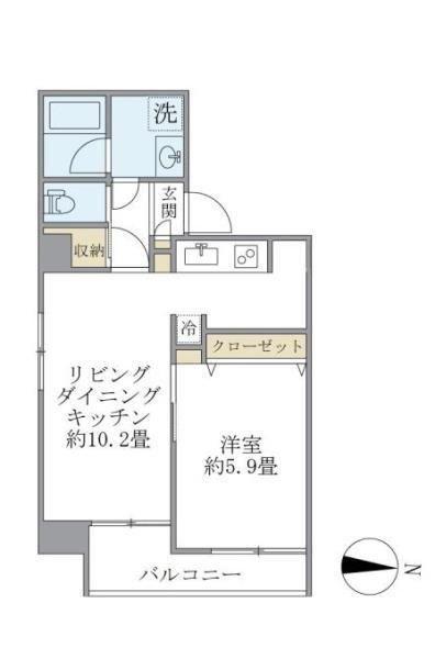 フェリオ錦糸町(1LDK/6階)の間取り写真