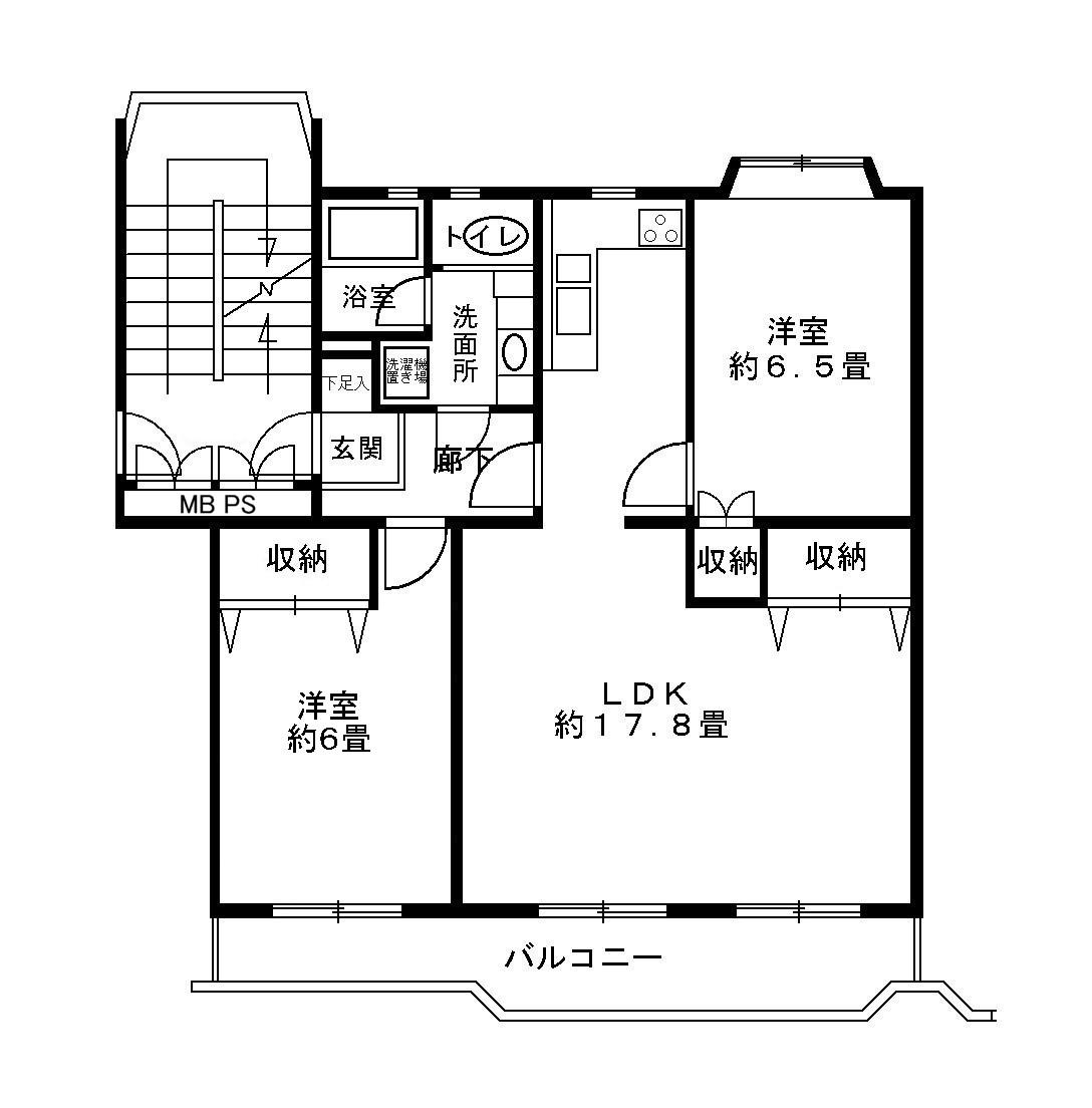 宮前平アベリア2号棟(2LDK/3階)の間取り写真