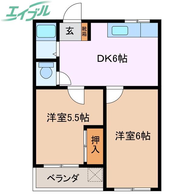 サンリッチ生桑(2DK/2階)の間取り写真
