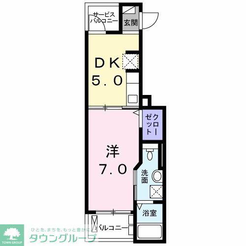 カレント・エクセル(1DK/2階)の間取り写真