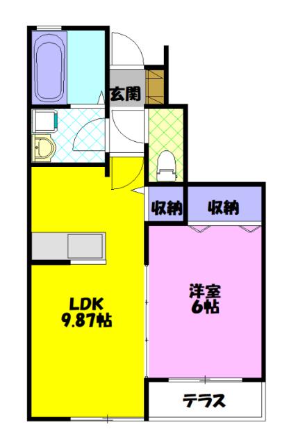フォリーベルジェール D棟(1LDK/1階)の間取り写真