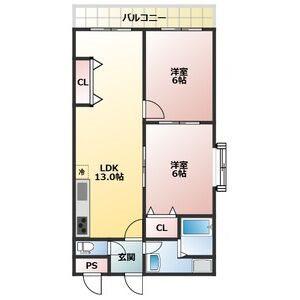 北本町プラザI(2LDK/7階)の間取り写真