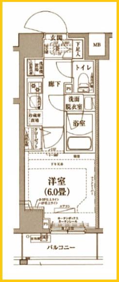 ISLE YOKOHAMA ノース TWINS I(1K/11階)の間取り写真