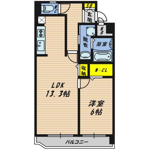 メゾンドファミーユ鶴見緑地公園(1LDK/1階)の間取り写真