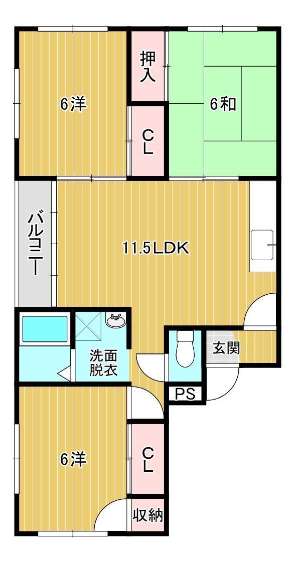 第3祥光マンション(3LDK/3階)の間取り写真