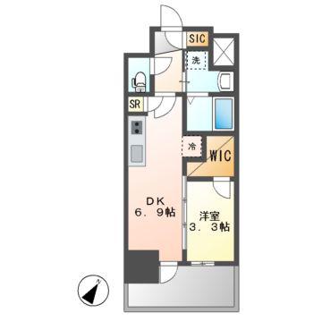 エステムコート名古屋新栄Vラポール(1DK/7階)の間取り写真