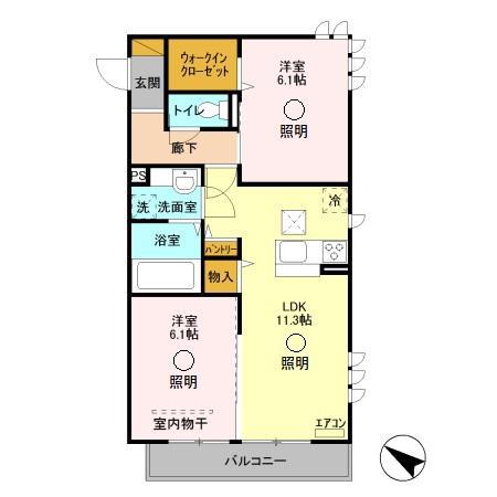 本郷の杜ラウン(2LDK/1階)の間取り写真