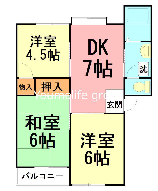 リバティーハイツI(3DK/2階)の間取り写真
