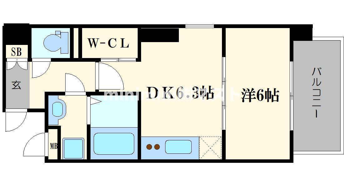 CAVANA梅田北(1DK/11階)の間取り写真