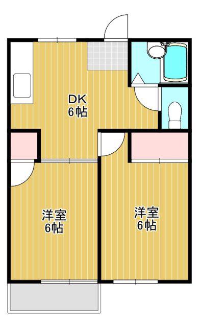 レピュート山崎(2DK/2階)の間取り写真