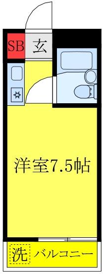 駒込K&Mビル(ワンルーム/1階)の間取り写真