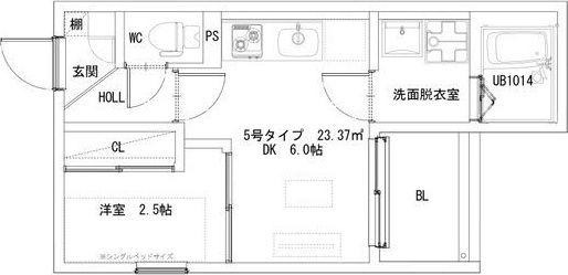 ADVANCE豊津(1DK/2階)の間取り写真
