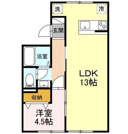 ハイツジュネス(1LDK/1階)の間取り写真