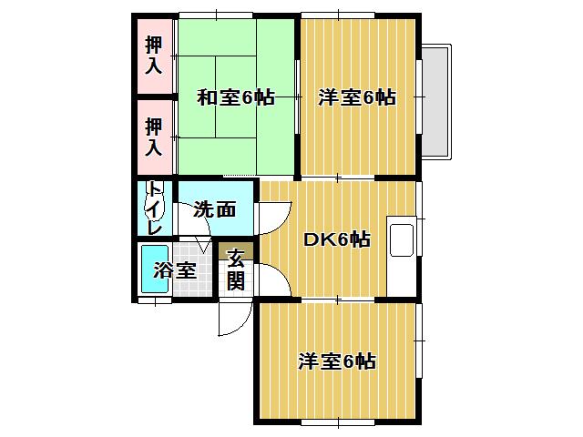 ハイム西町(3DK/2階)の間取り写真
