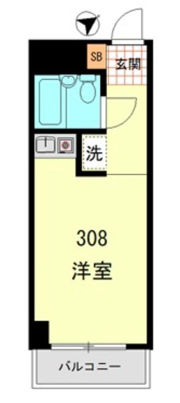 ライオンズマンション旗の台(ワンルーム/6階)の間取り写真