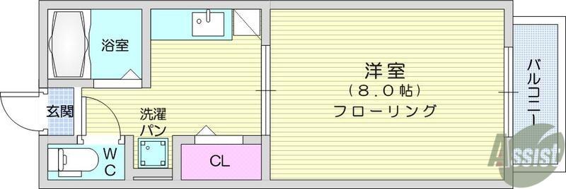 ハイムぱれっと(1K/2階)の間取り写真