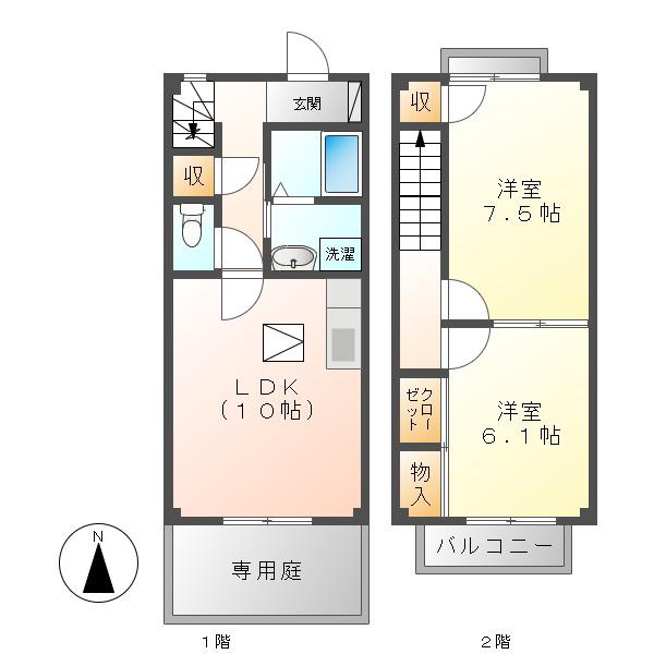 グランメールTOTANI(2LDK/1階)の間取り写真