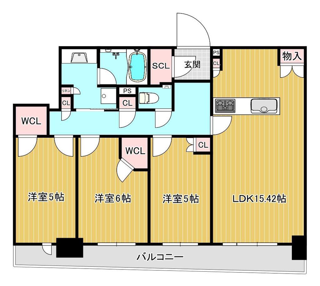 幕張ベイパーク ライズゲートタワー(3LDK/32階)の間取り写真