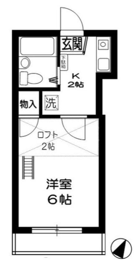 APA花の木(1K/2階)の間取り写真