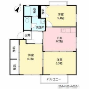 シャーメゾン光国 A(3DK/2階)の間取り写真