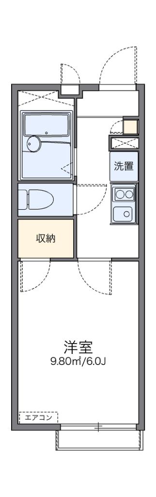 レオパレス六町(1K/2階)の間取り写真
