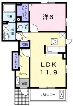エトワール ポレール II(1LDK/1階)の間取り写真