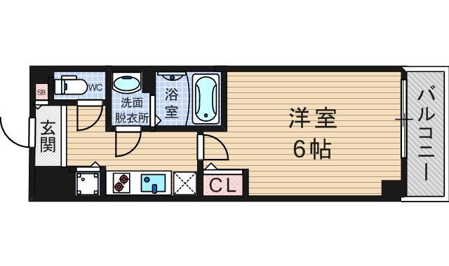 エスリード難波ステーションゲートサウステラス(1K/13階)の間取り写真
