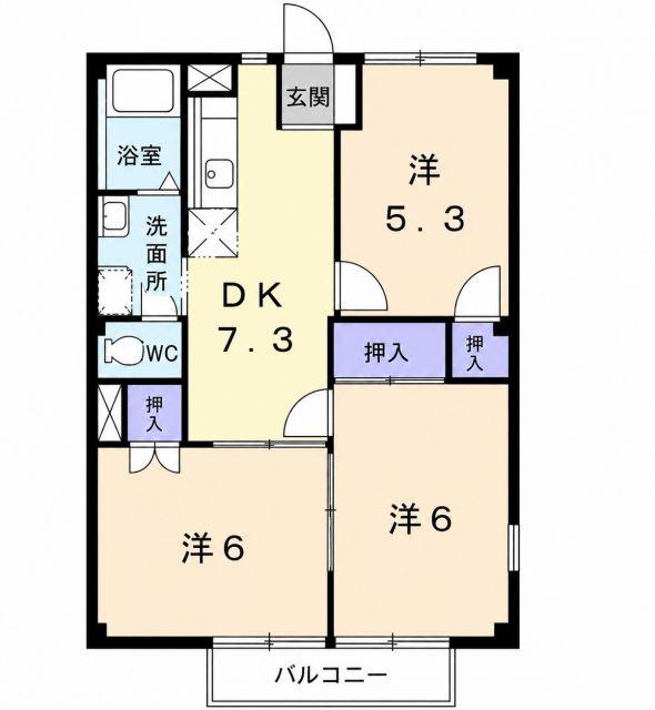 メゾン高積I(3DK/1階)の間取り写真