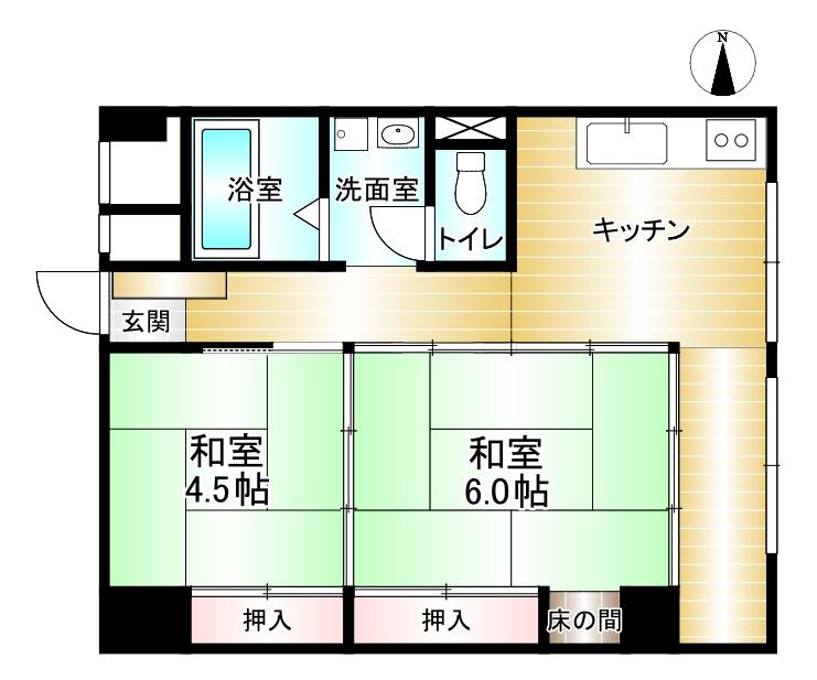 第二ニュー野毛山マンション(2DK/5階)の間取り写真