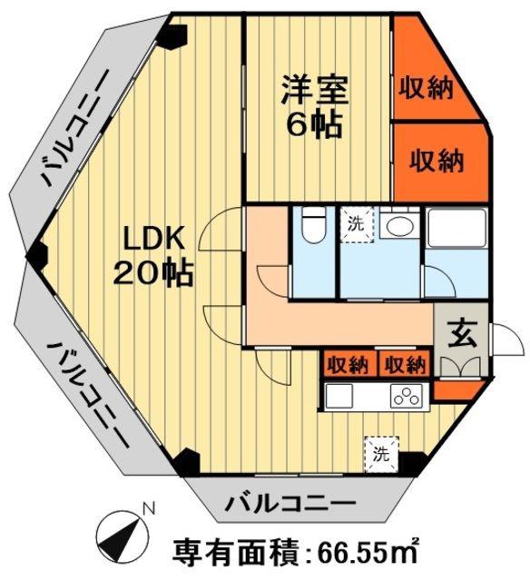 クリスタルスクエアINOHANA(1LDK/5階)の間取り写真