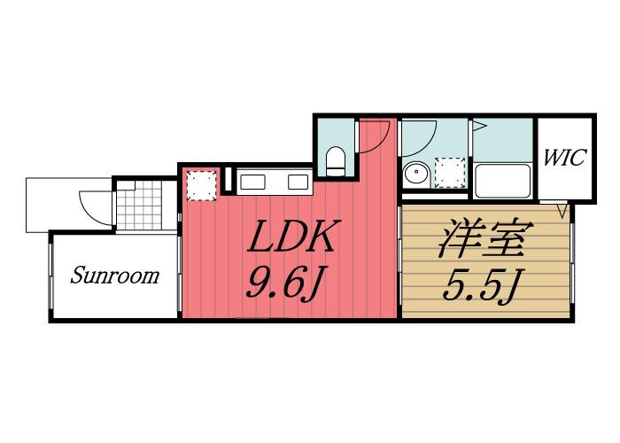 ひまわり(1LDK/1階)の間取り写真