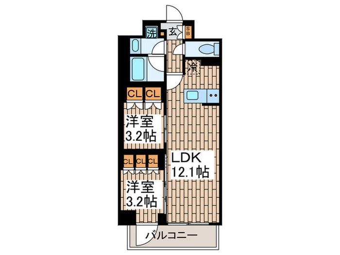 コンフォリア・リブ大森西(2LDK/3階)の間取り写真