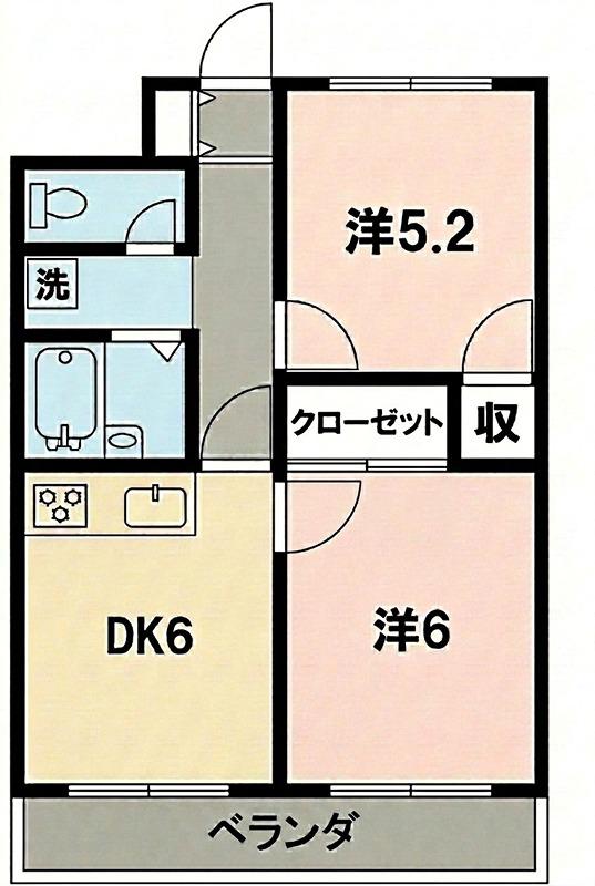アドバンス岸根公園(2DK/4階)の間取り写真