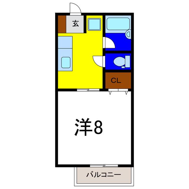 西ハイツ1(1DK/1階)の間取り写真