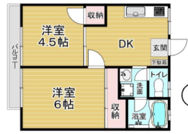 アイリスハイツ(2DK/1階)の間取り写真