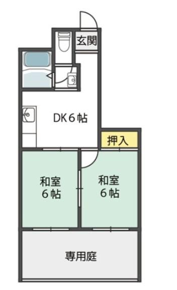 サイレンスハイム(2DK/1階)の間取り写真