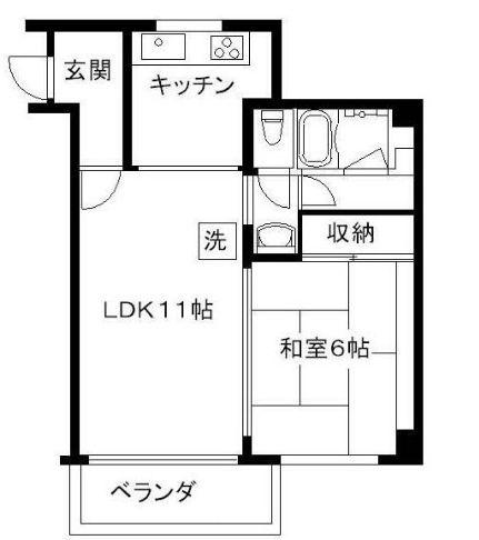 赤坂リキマンション(1LDK/3階)の間取り写真