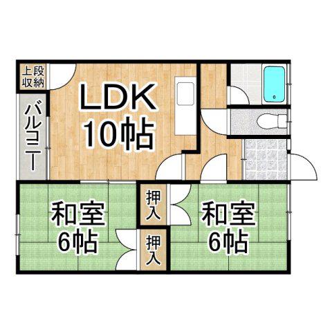 まりもハイツ(2LDK/2階)の間取り写真