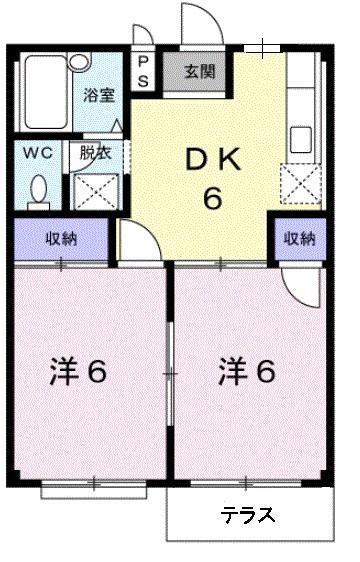 ドミール石田I(2DK/1階)の間取り写真