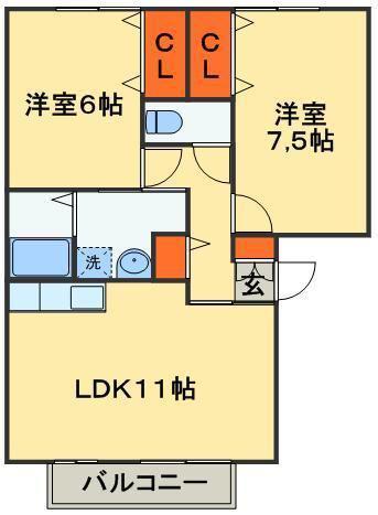 パークサイド西船(2LDK/2階)の間取り写真