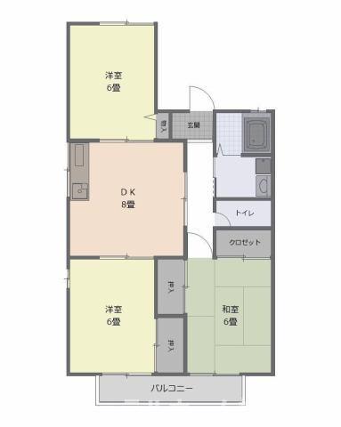 アルテスタ牟呂(3DK/2階)の間取り写真
