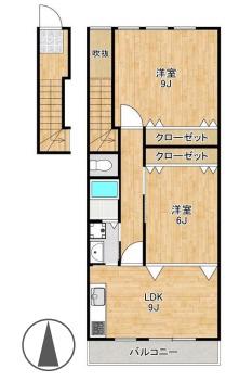 リッツハウスココC棟(2LDK/2階)の間取り写真