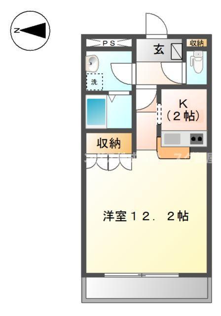 ロワール(1K/1階)の間取り写真