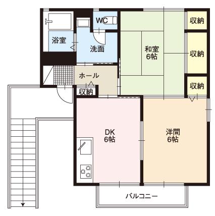 愛宕サンハイツ(2DK/1階)の間取り写真