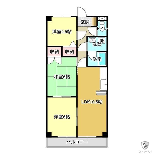 デンファレ(3LDK/1階)の間取り写真