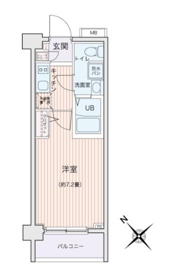 エコロジー都立大学レジデンス(1K/4階)の間取り写真