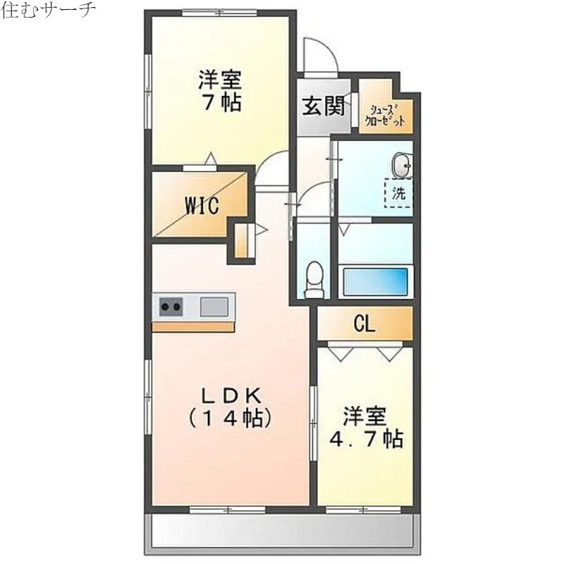 SORTE(2LDK/3階)の間取り写真