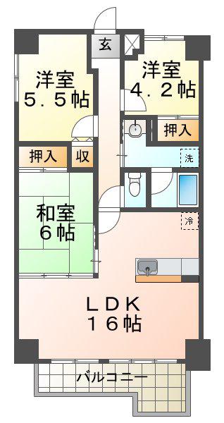 パレ清水が丘(3LDK/2階)の間取り写真