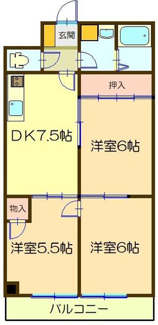 マンション平和(3DK/2階)の間取り写真